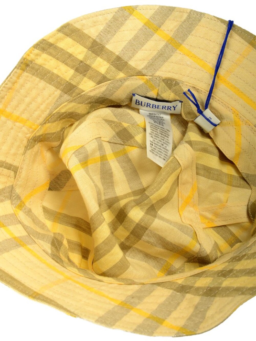 Burberry "Classic Bucket" 100% Linen Check Print Bucket Hat Size L - Picture 4 of 6